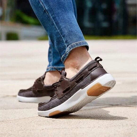 OrthoComfoot Mens 14 Orthopedic Walking Shoes Arch Support Slip-On Brown Loafers - Picture 6 of 7